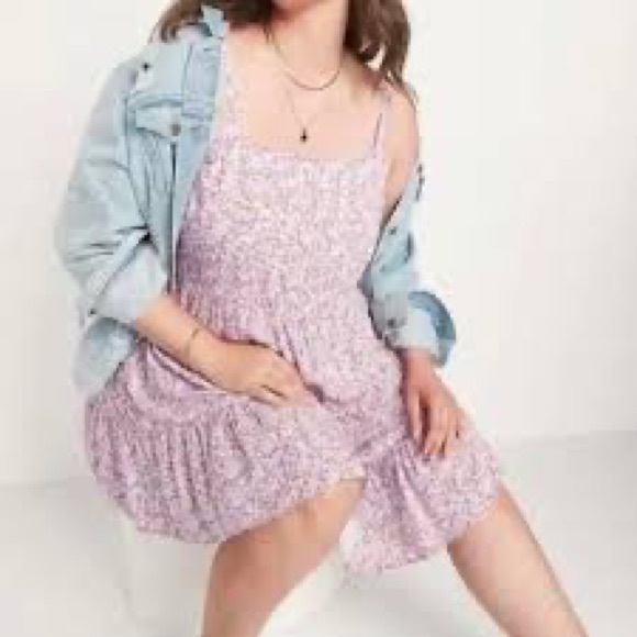 Purple floral dress with pockets. - Picture 5 of 5